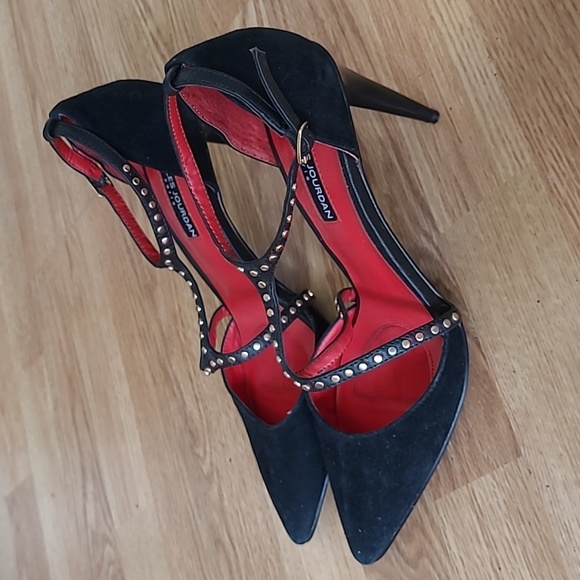 Charles Jourdan Black Suede High Heels - Picture 2 of 8